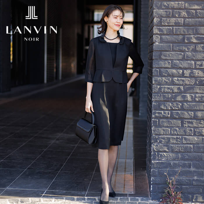 フラワーカラーの絽のフォーマルワンピース 17号・ブラック｜東京