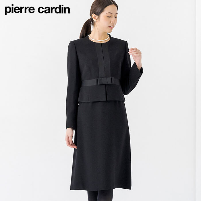 グログランアクセントのアンサンブル 9号・ブラック｜東京ソワール