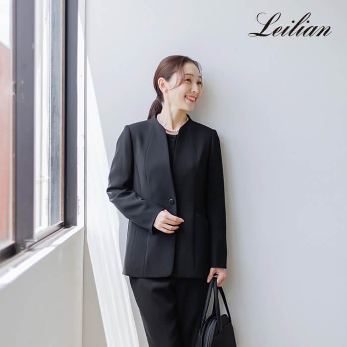 レリアン×東京ソワール／ブラウス付きパンツスーツ 9号・ブラック