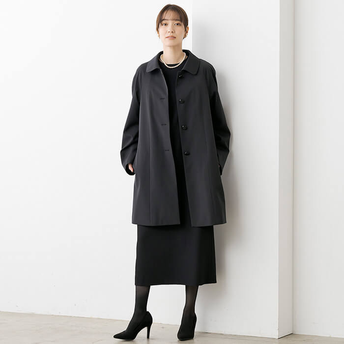 ラグラン仕立てのショールカラーコート 9号・ブラック｜東京ソワール