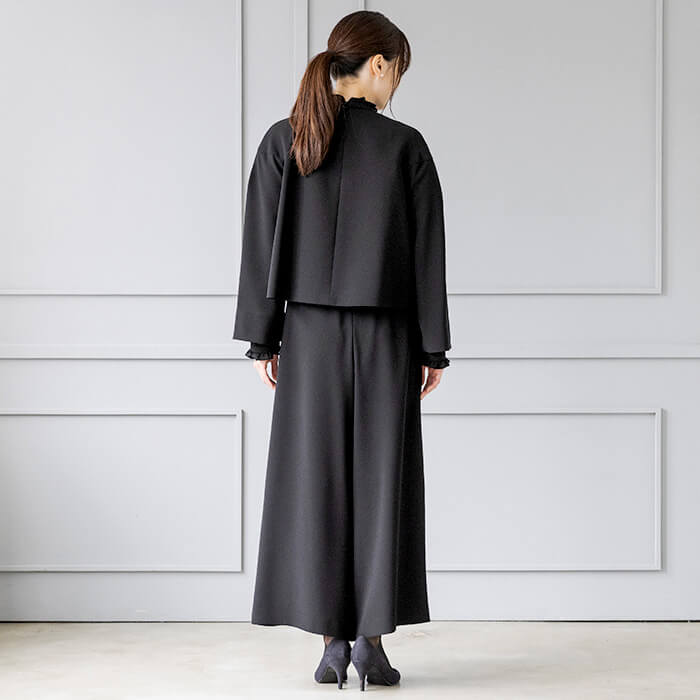 洗える｜ノーカラーのボレロジャケット M・ブラック｜東京ソワール