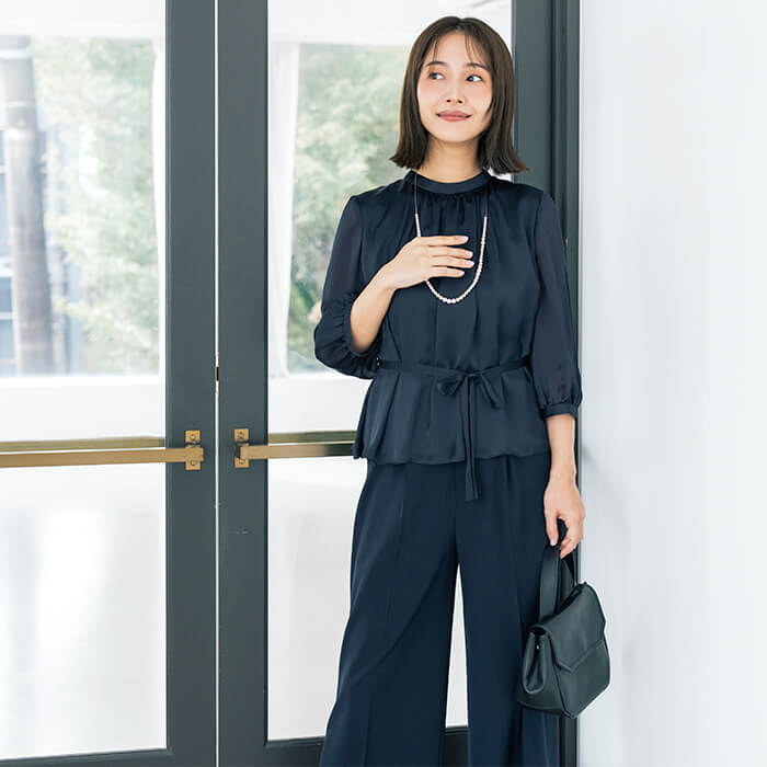 洗える｜大人の頼れるパンツスーツ 19号・ネイビー｜東京ソワール