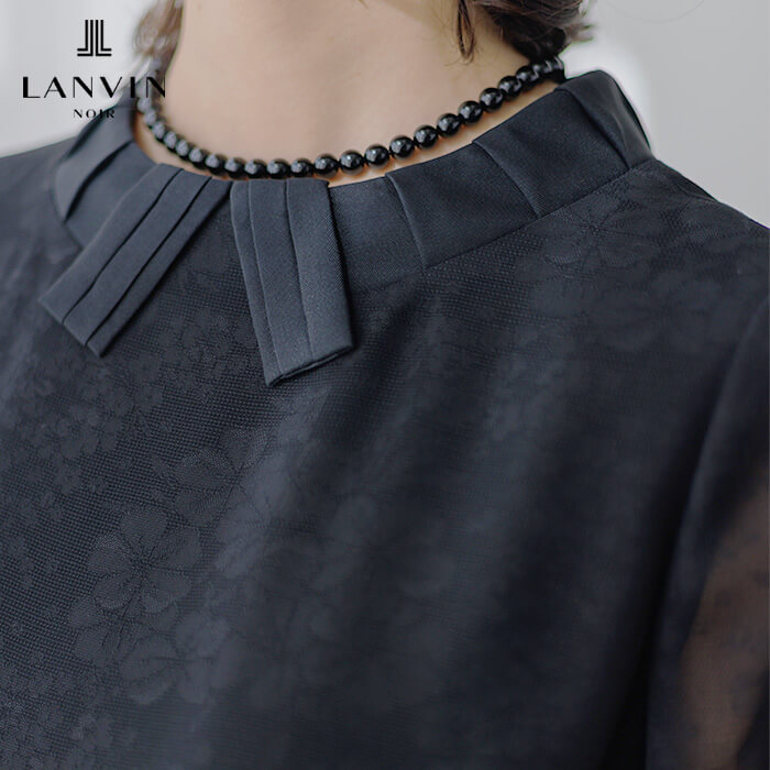 絡み織｜リボンタックの夏用ワンピース 9号・ブラック｜東京ソワール