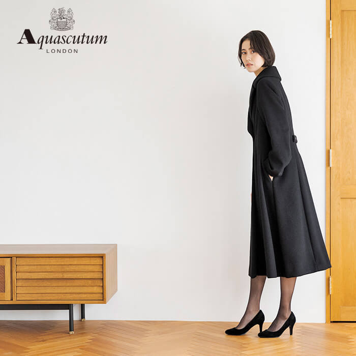 アンゴラ混のクラシカルなコート M・ブラック｜東京ソワール