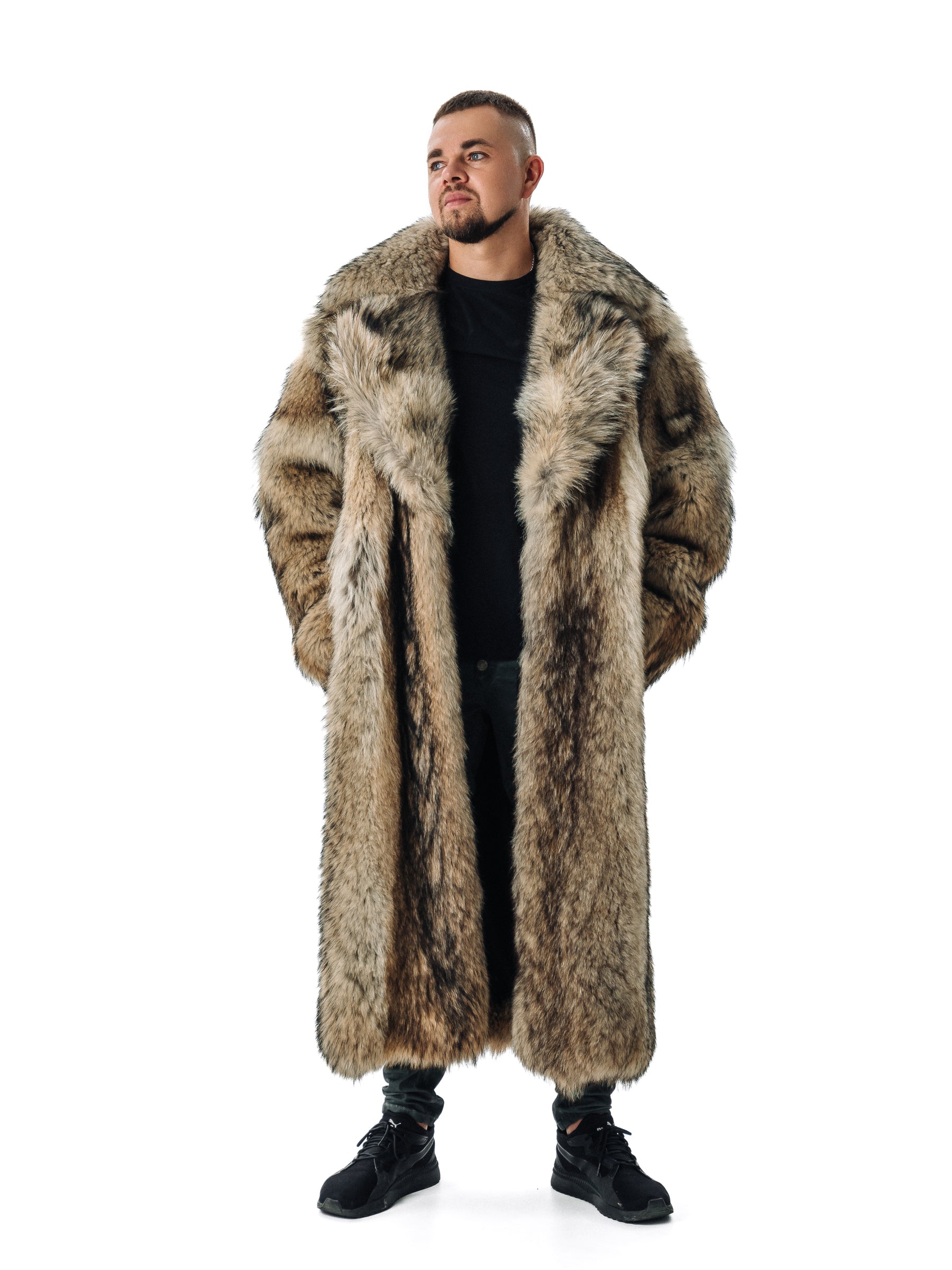 Men's Full-Lengh Coyote Fur Coat - Forestfox – Forestfox Fur Atelier