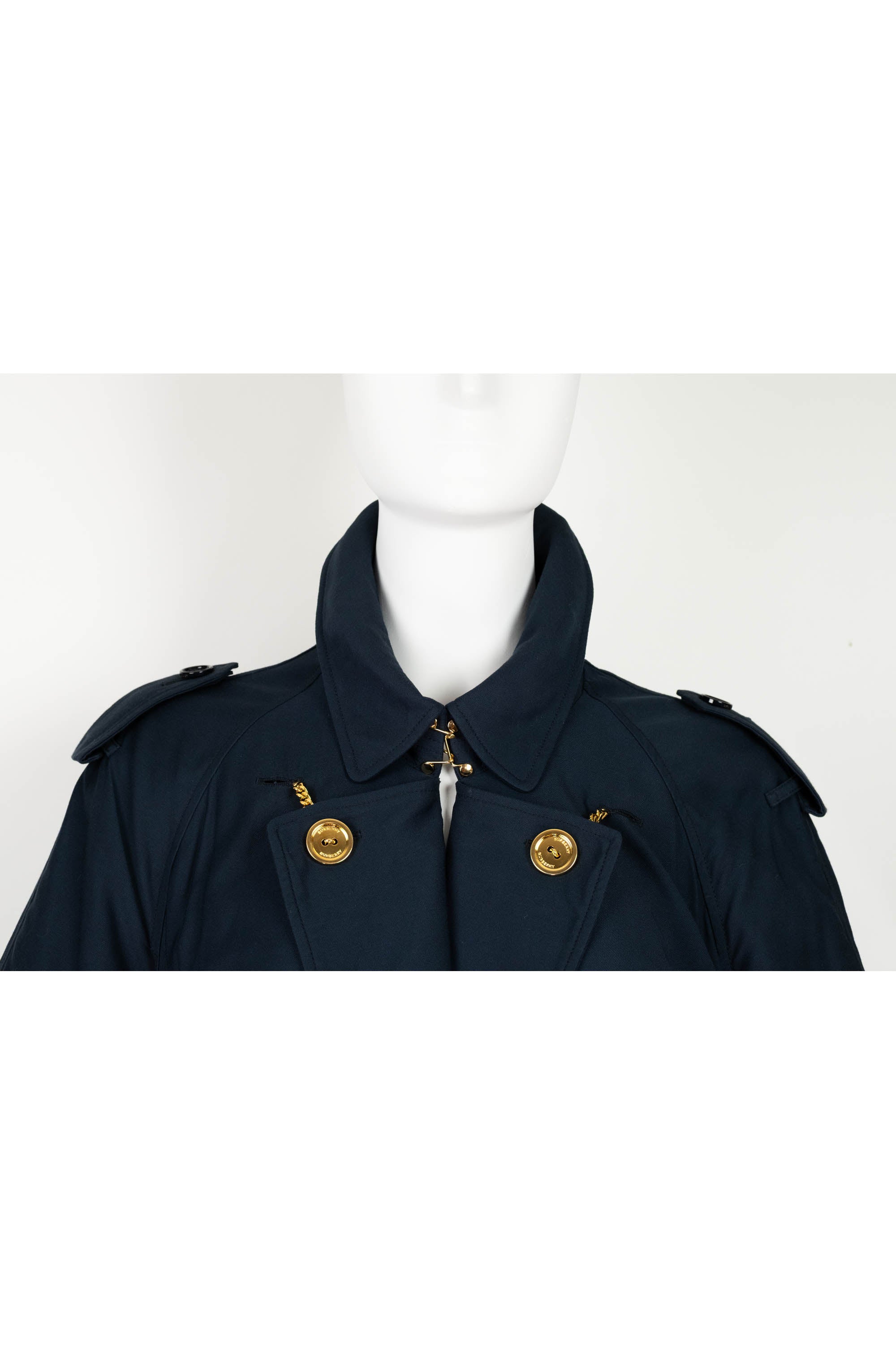 Burberry London Navy Gabradine Gold Cufflink Buttons Coat Size 42