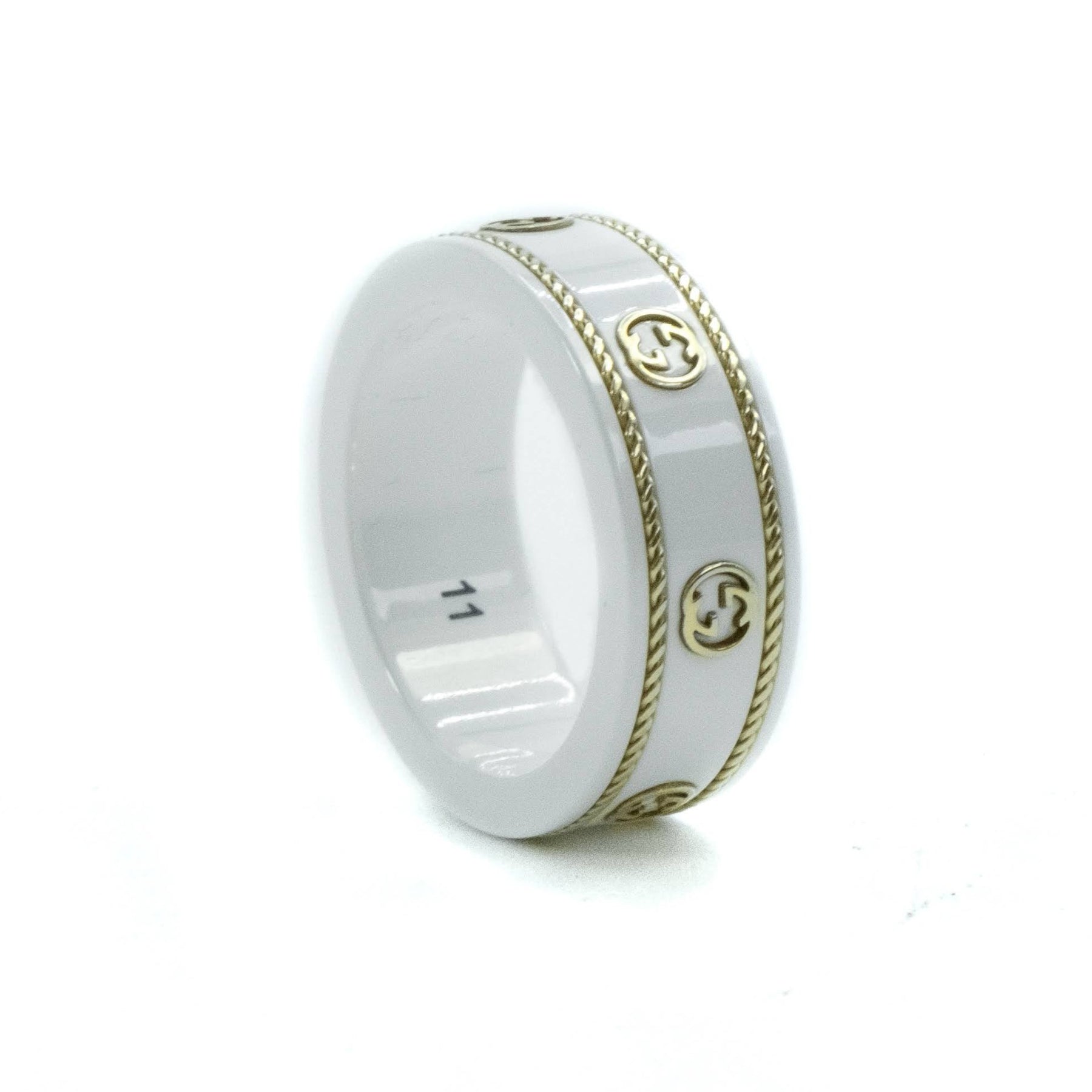 Gucci Icon 18ct Yellow Gold Interlocking G Ring Size : K (11