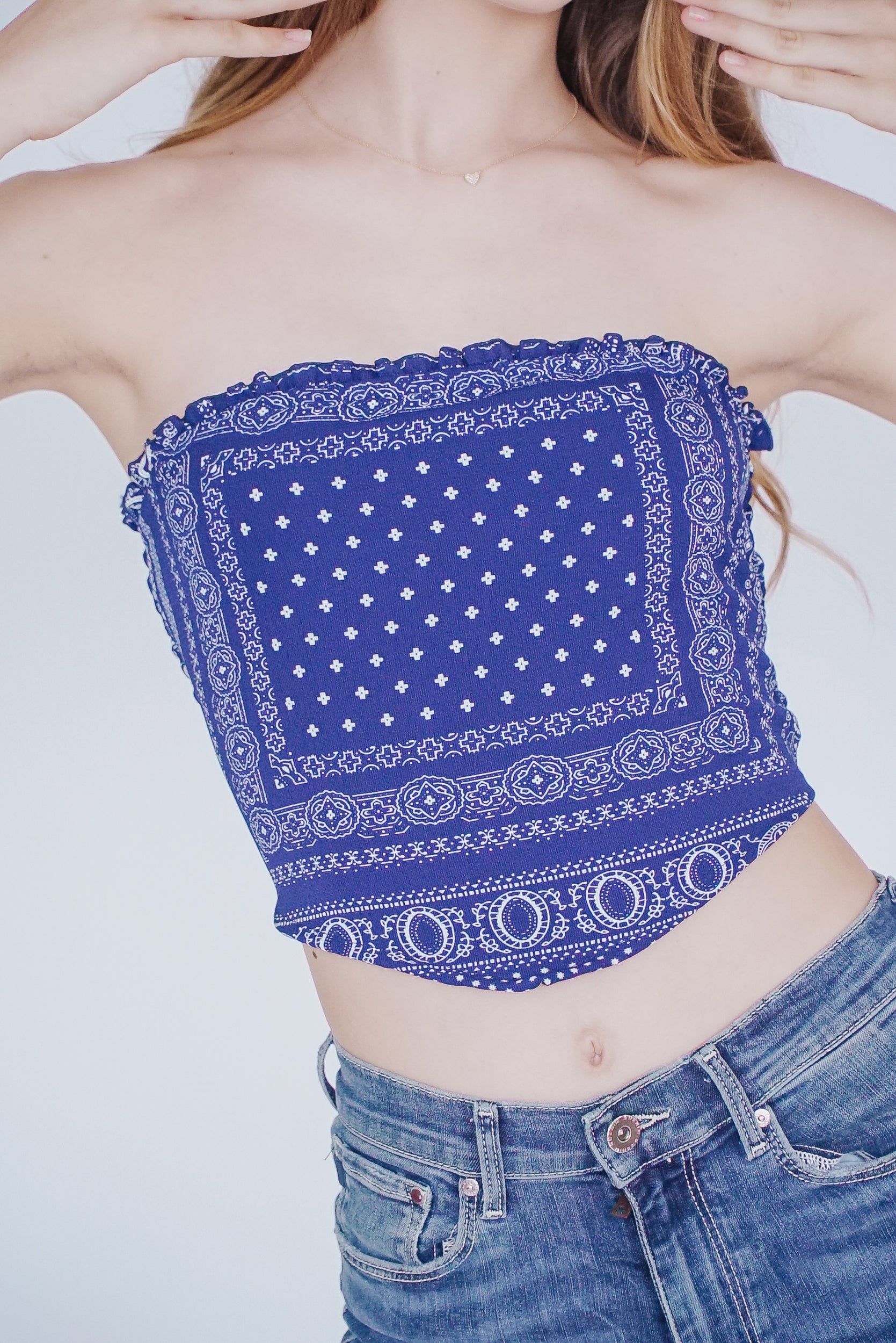 Navy Bandana Triangle Tube Top* – Flowers By Zoe Clothing