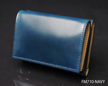 水染めオイルコードバン三つ折り財布（小銭入付き） - Flathority