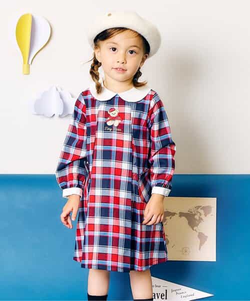 ☆SALE☆tiny bear ストライプ＆チェックワンピース（V417935）|apres