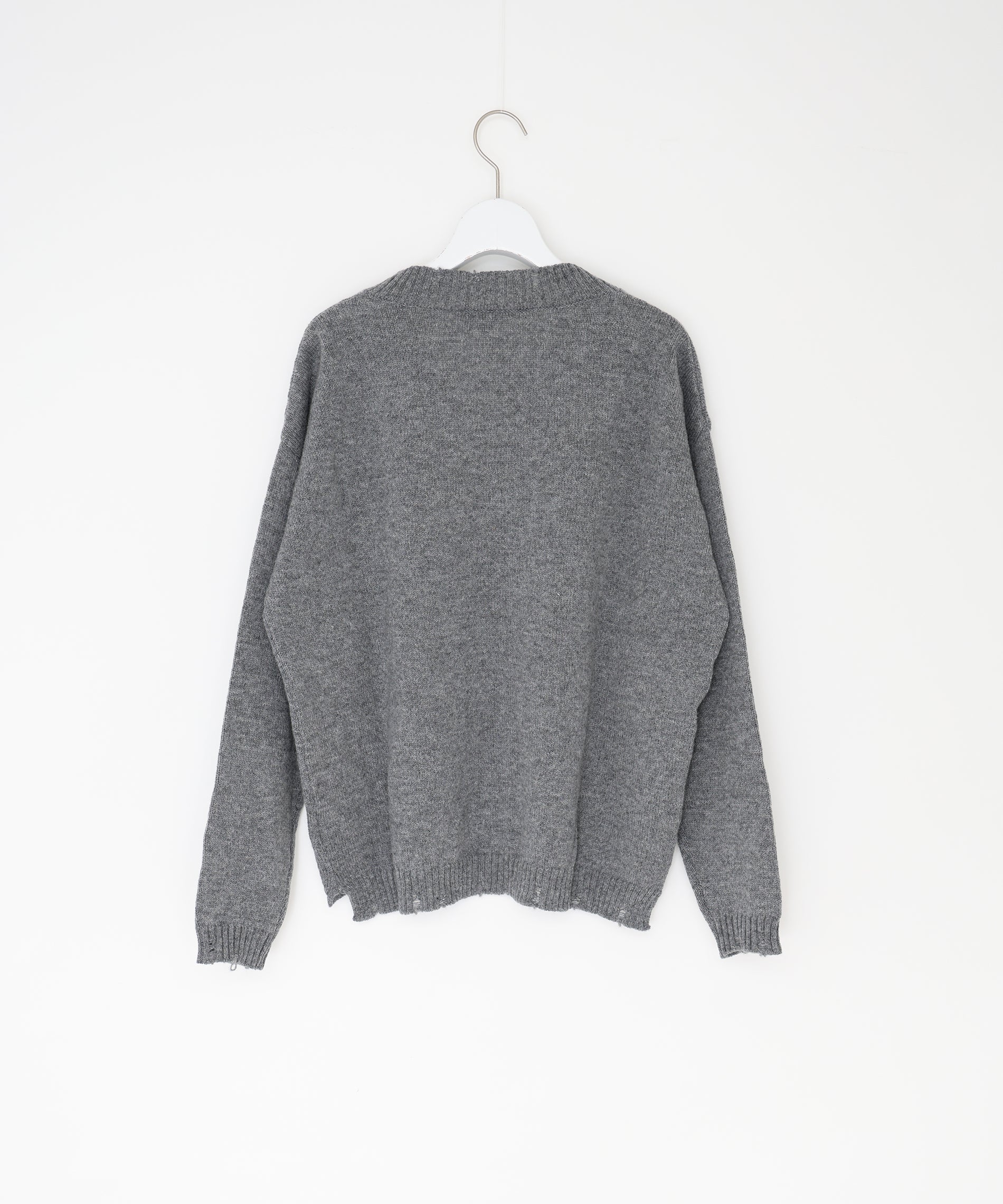 Vネックダメージニット｜CROSSLEY – FACE SANS FARD