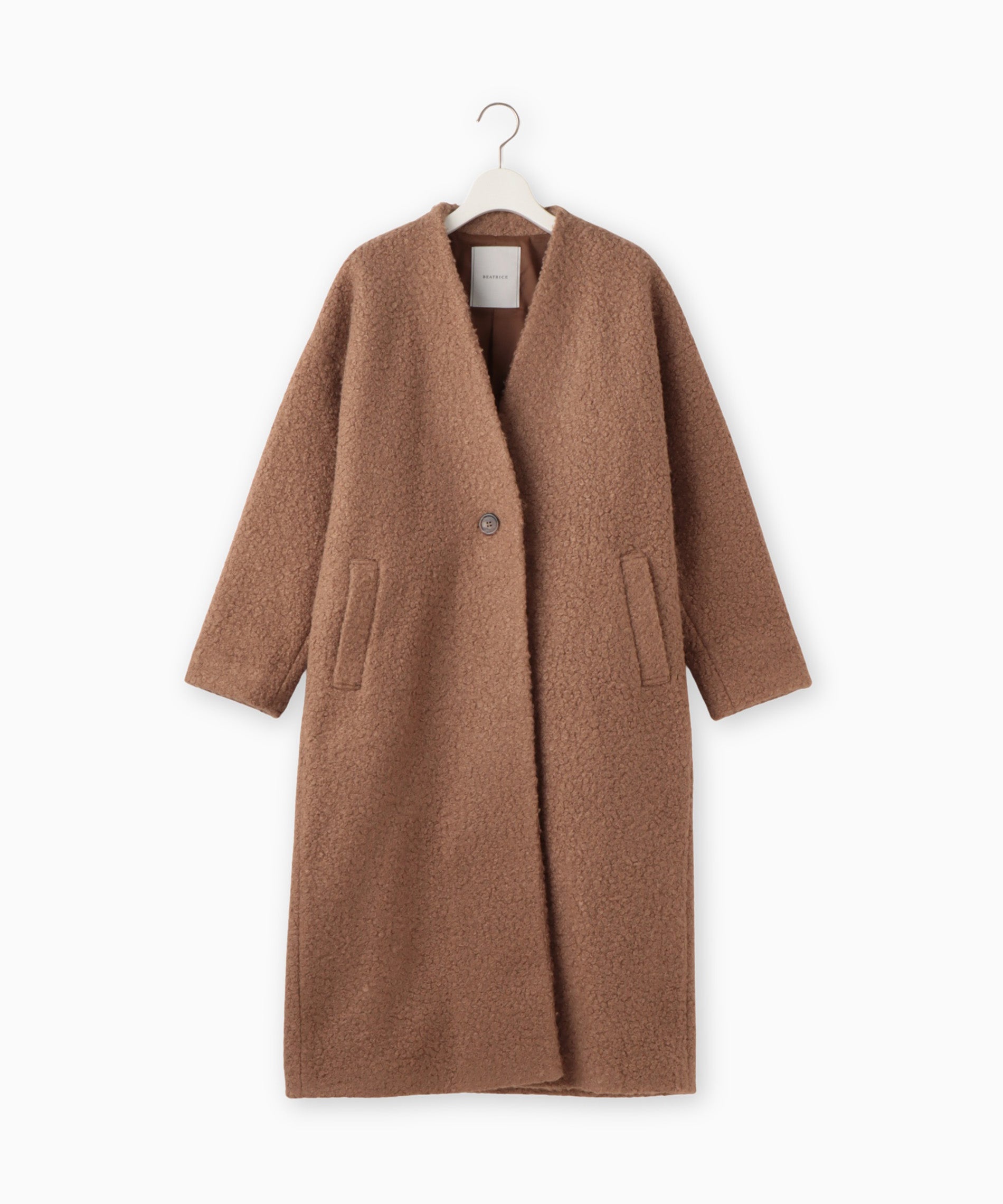 ノーカラーロングコート – FACE SANS FARD