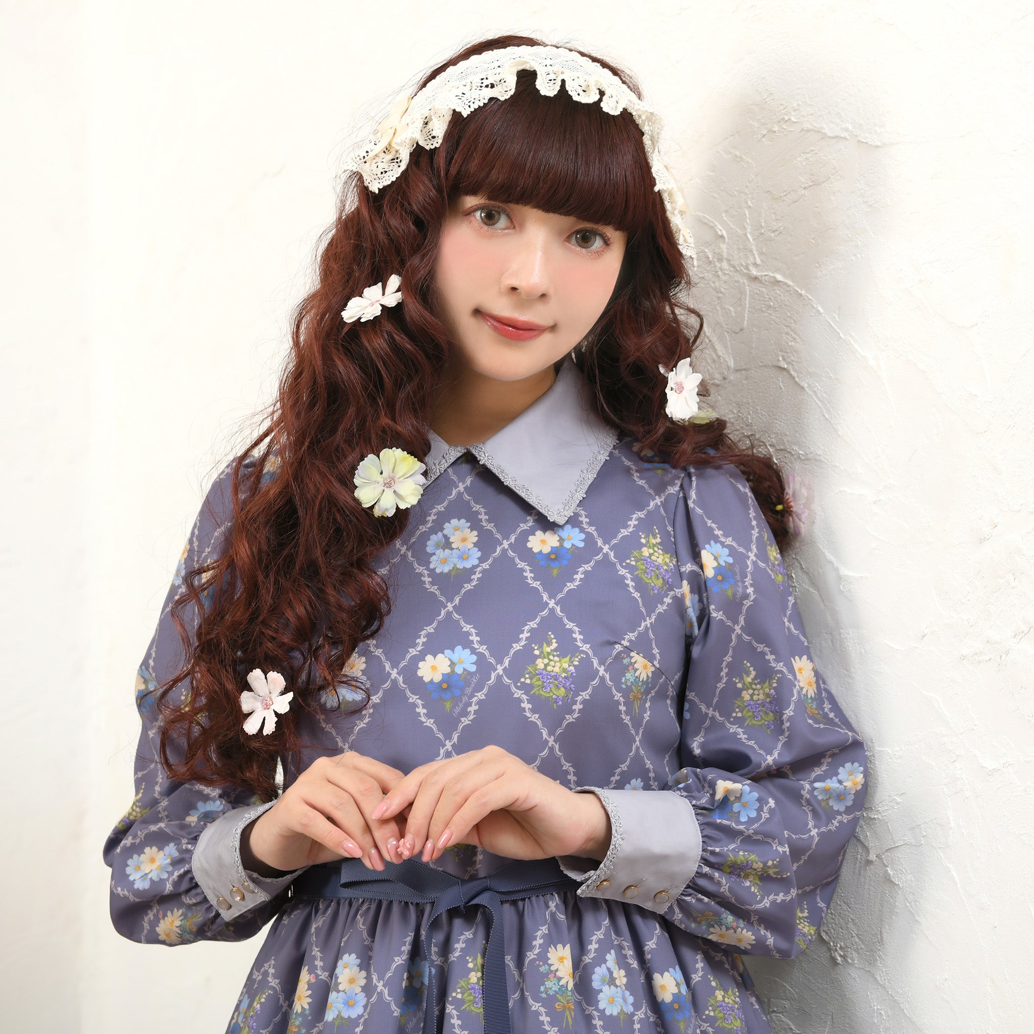 Antique bouquetシャツカラーワンピース-Melody BasKet(メロディー