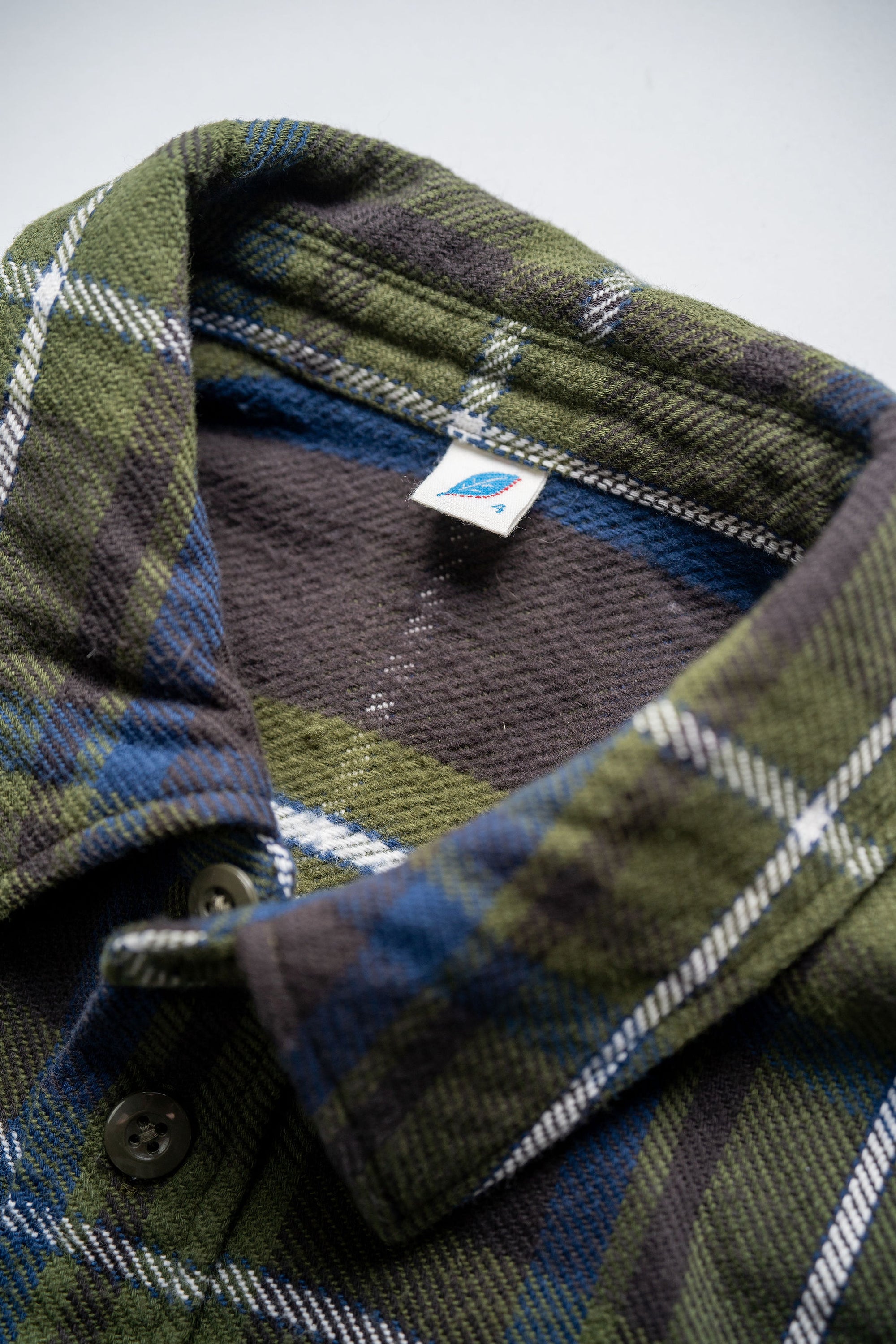 Pure Blue Japan 2222-OL Raised Surface Check Double Pocket Shirt