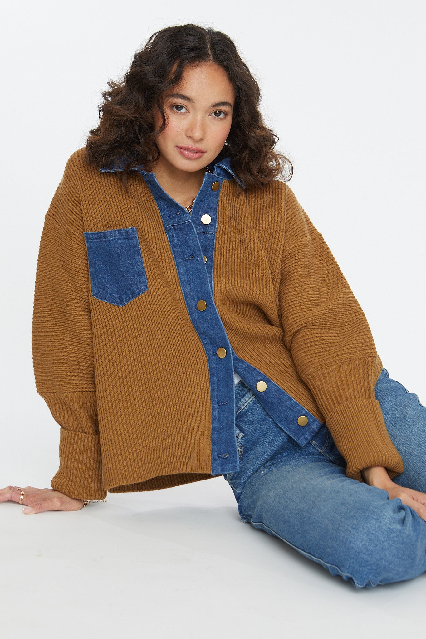 Tobi Denim Mixed Sweater Cardigan – FRENCHMAUVE