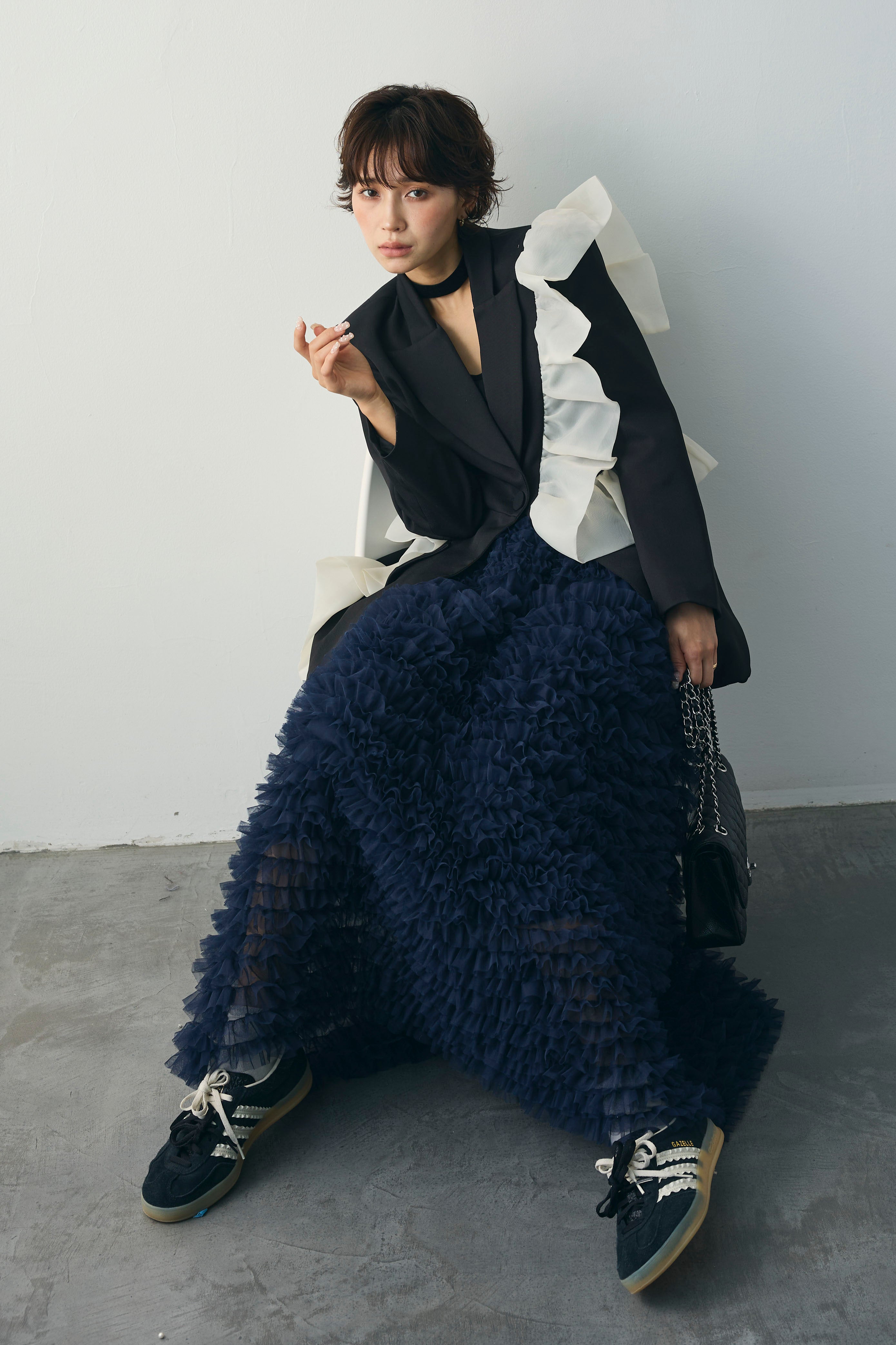 予約]アシメフリルマニッシュジャケット – Frene