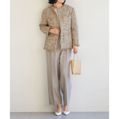 Whim Gazette(ウィム ガゼット)のツイードノーカラージャケット通販