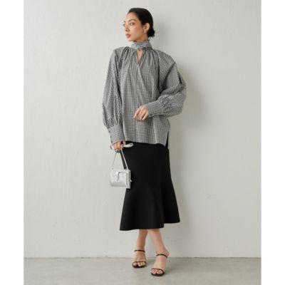 Whim Gazette(ウィム ガゼット)のギンガムチェックボウタイブラウス