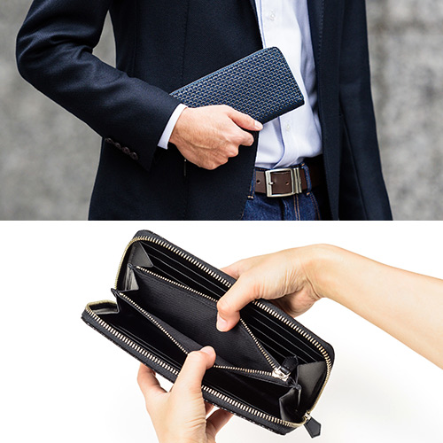 JIZAING×INDEN】甲州印伝 ラウンドファスナー長財布 | 藤巻百貨店