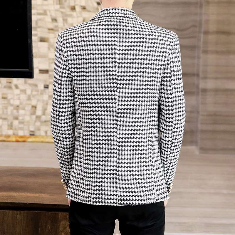 メンズカジュアル】千鳥格子柄スリムフィットスーツ セットアップ