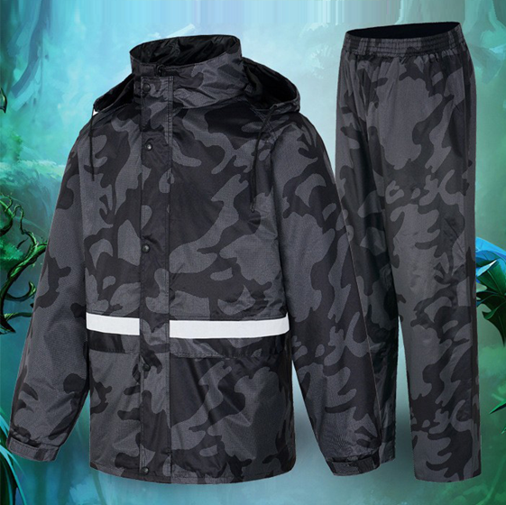迷彩柄アウトドアレインウェア上下セット レイン スーツ|レインウェア