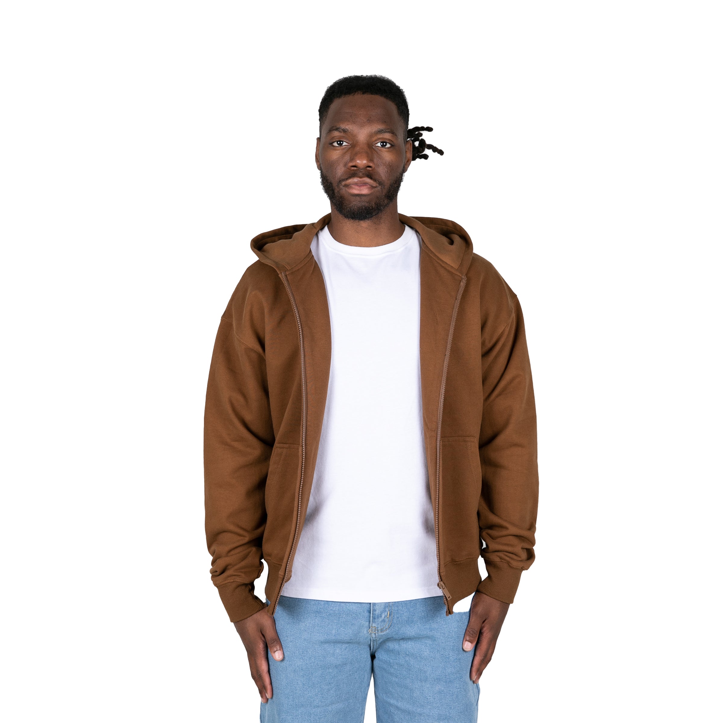 ZIP UP HOODIE - BROWN – FXN menswear