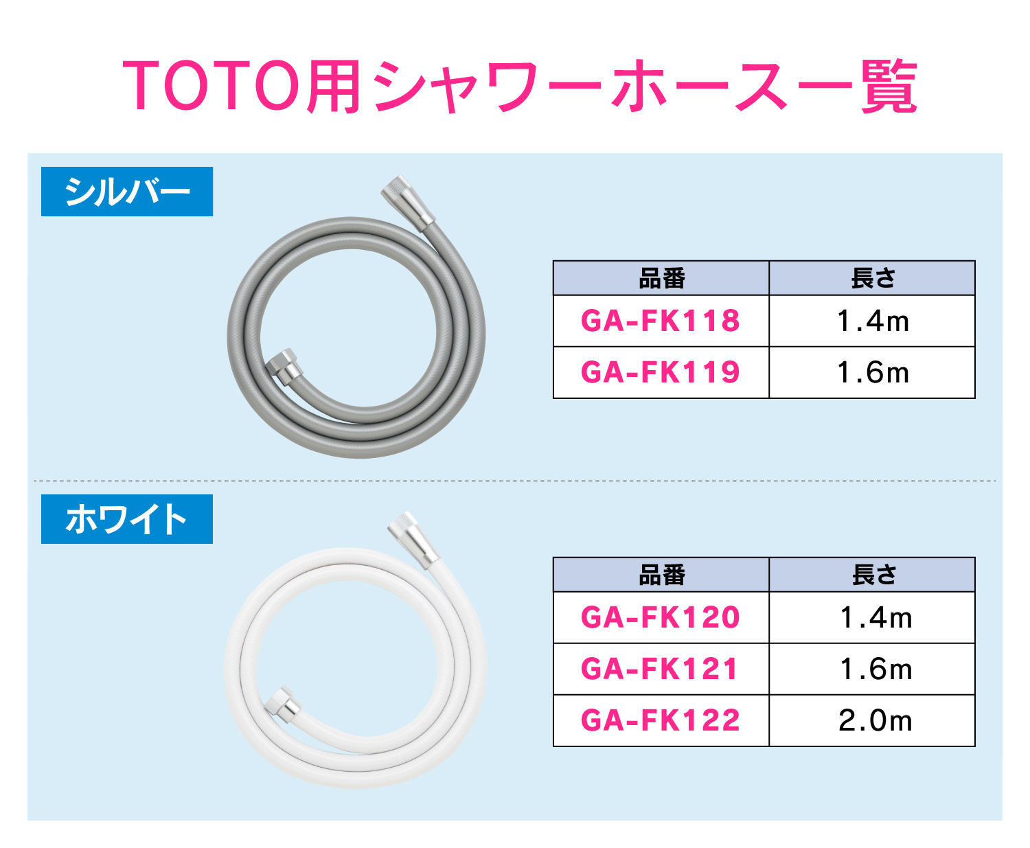 TOTO用シャワーホース1．4m（シルバー）