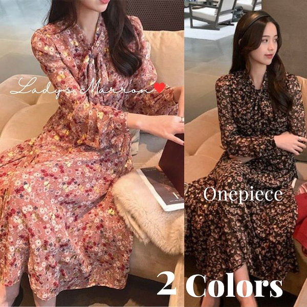 Qoo10] 【即納】花柄ワンピース レトロワンピース