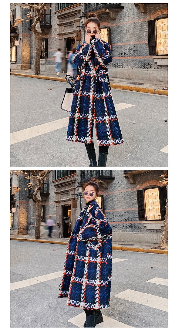 Qoo10] ツイードロングコート ツイードコード ツ