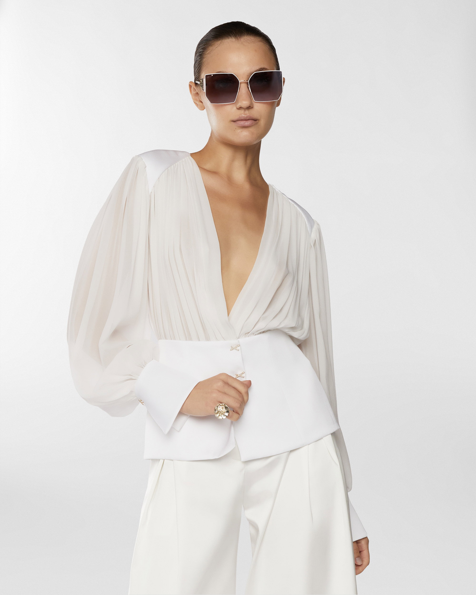 Draped silk georgette blouse - Genny