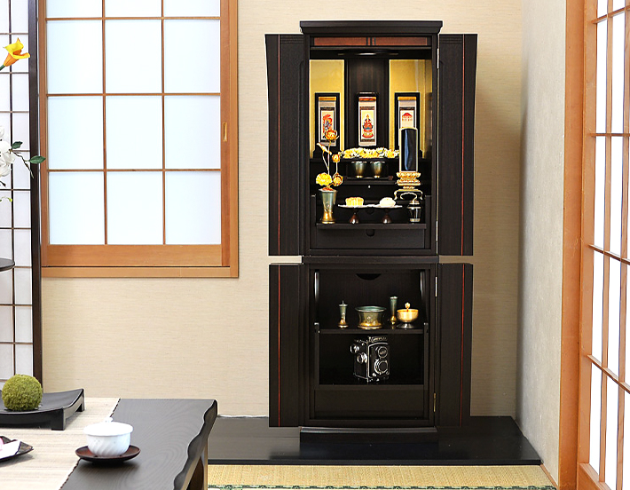 床置きモダン仏壇 花椿(はなつばき) 紫檀・黒檀・ウォールナット 13×41