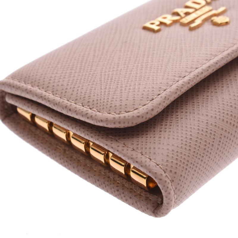 プラダ6連キーケース ピンクベージュ系 ゴールド金具 ユニセックス