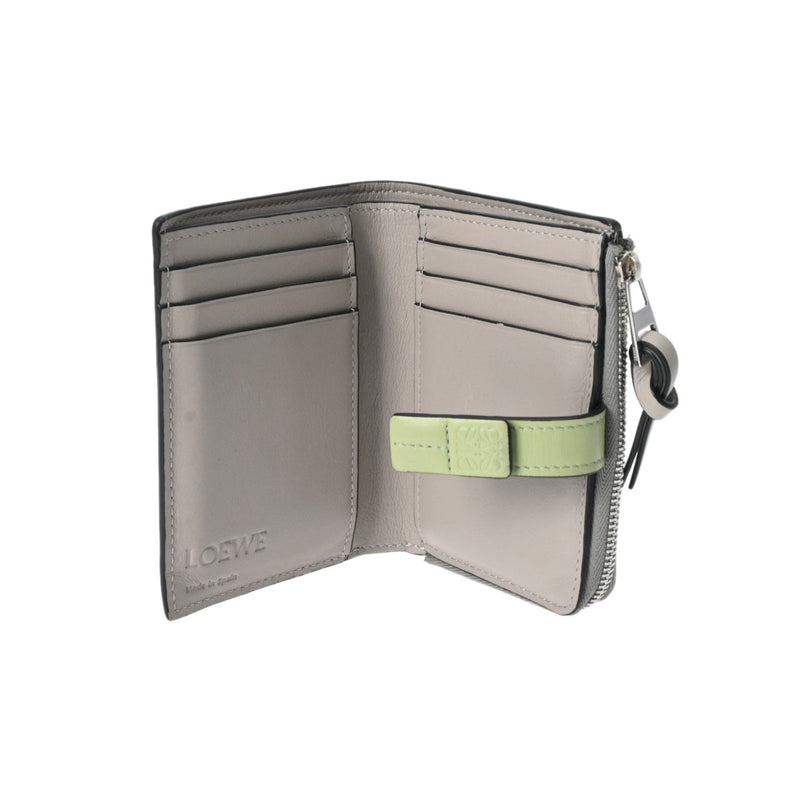 ロエベスリムジップ バイフォールドウォレット グレー/グリーン