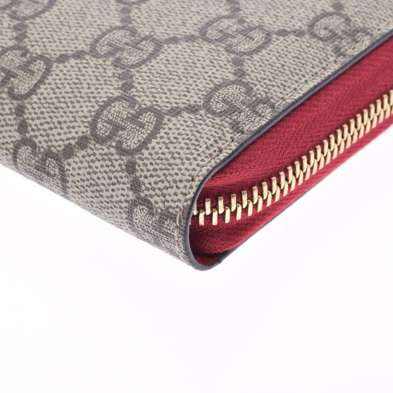 グッチミスティックキャット ラウンドファスナー ベージュ/赤 ゴールド