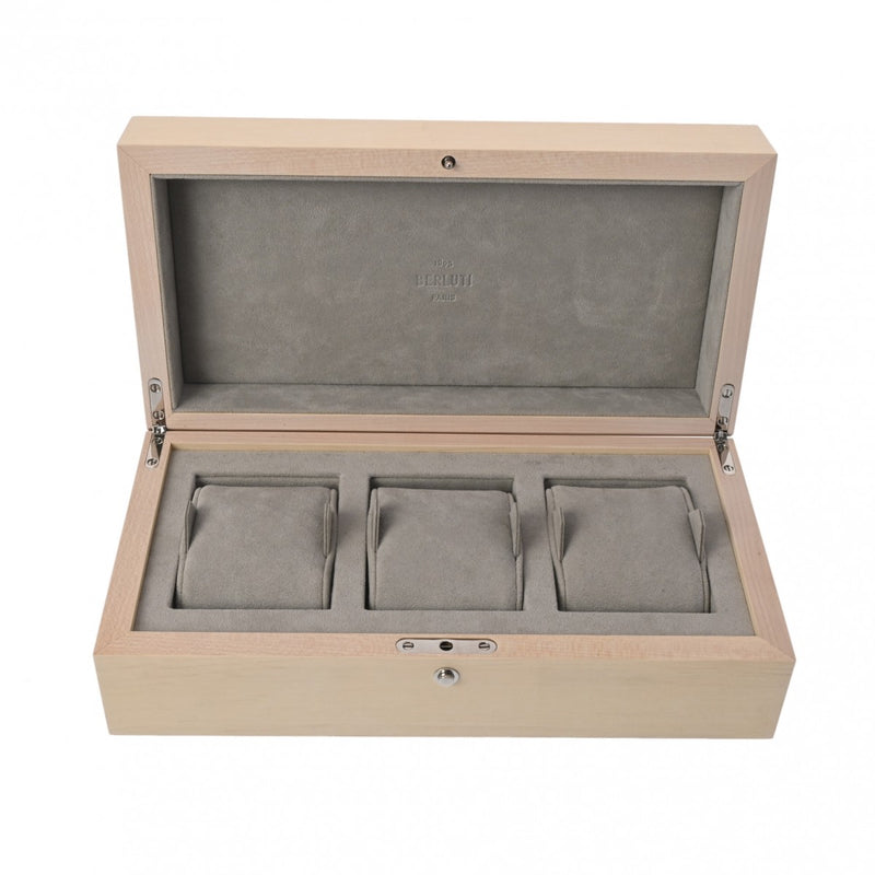 ベルルッティ カリグラフィ 時計ケース 3本用 ベージュ/ブラウン