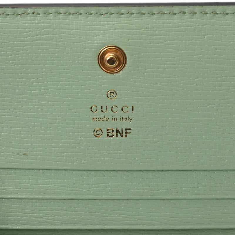 グッチコンパクトウォレット ばなにゃ ミントグリーン レディース