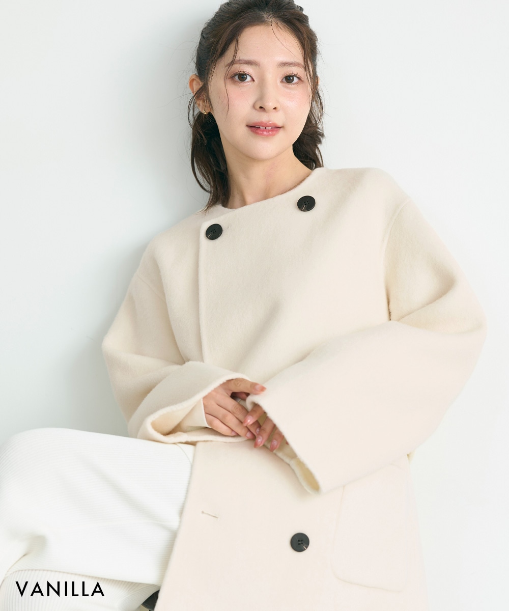 HARUKA DESIGN】ノーカラー2WAYリバーミドルコート【宅配便】 | すべて