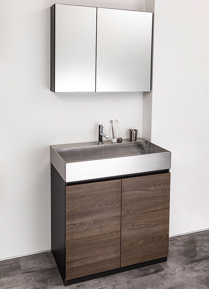 洗面台スタンディングタイプW450×D450×H800（ステンレスボウル+木製