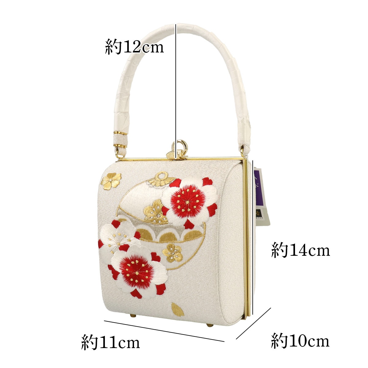 衿秀 公式 バッグ 和装 着物 ばっぐ bag 七五三 大鈴 梅 刺繍 白銀