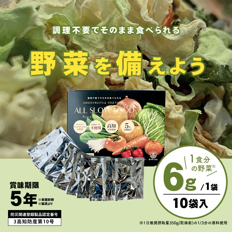 ドライフード 乾燥野菜 1食分の高知乾燥野菜ミックス6g ×10袋入り BOX