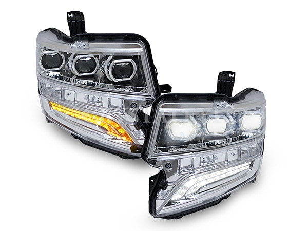 N-BOXカスタム JF1/JF2 3眼フルLEDヘッドライト シーケンシャル