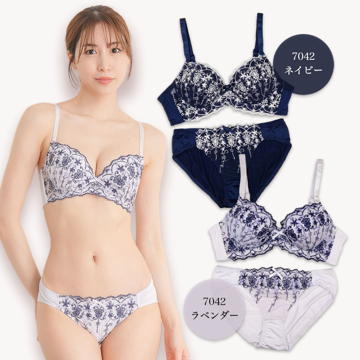 ソフトワイヤー×脇高ブラジャー＆ショーツセット（Hカップ・アンダー70