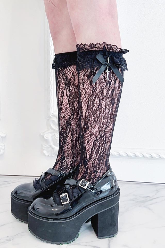 MA*RS】クロスりぼんレースソックス - ブラック size-F | 地雷系・量産