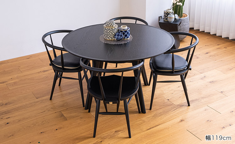 AGILE(アジレ) 丸テーブル ダイニングテーブル オーク材 無垢 円形 91