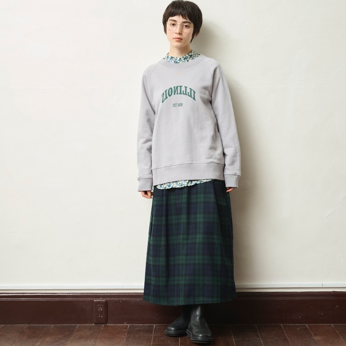 NARU(ナル) リサイクルウールクロスチェック ハイウエストスカート