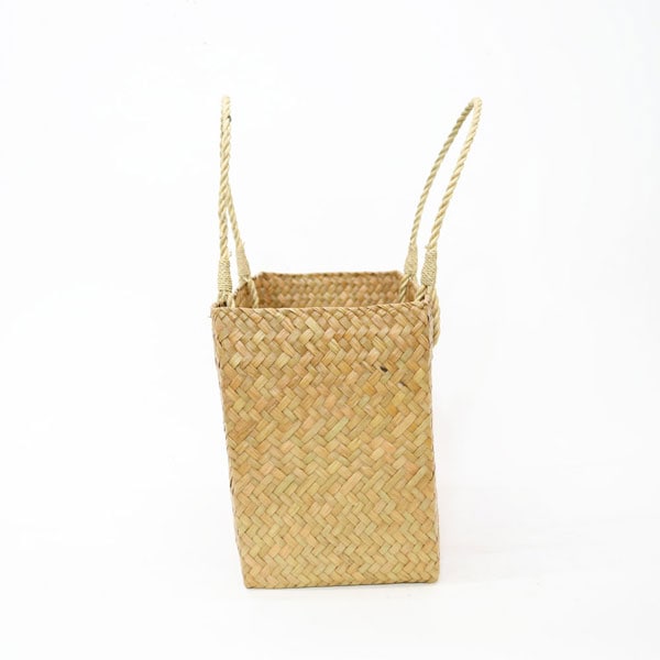 タイ製 カチュー 角型 かごバッグ L 四角 スクエア 水草