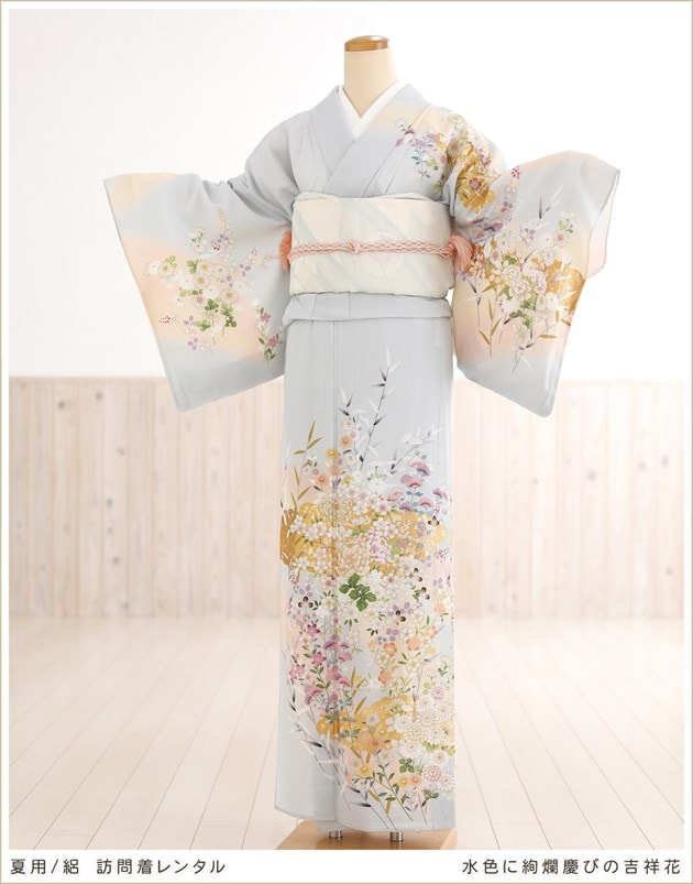 夏用訪問着レンタル。絽タイプの訪問着、夏の結婚式・イベント用の着物