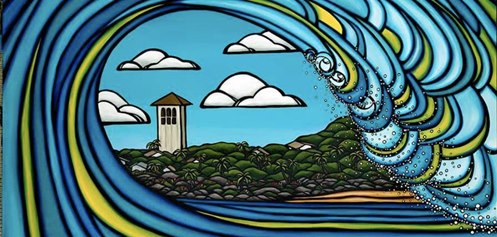 Heather Brown ヘザーブラウン絵 ハワイ プリントアート 海 サーフ