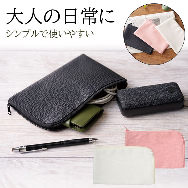 カラモ レザー調L字ファスナーポーチ 【グッズストアドットネット