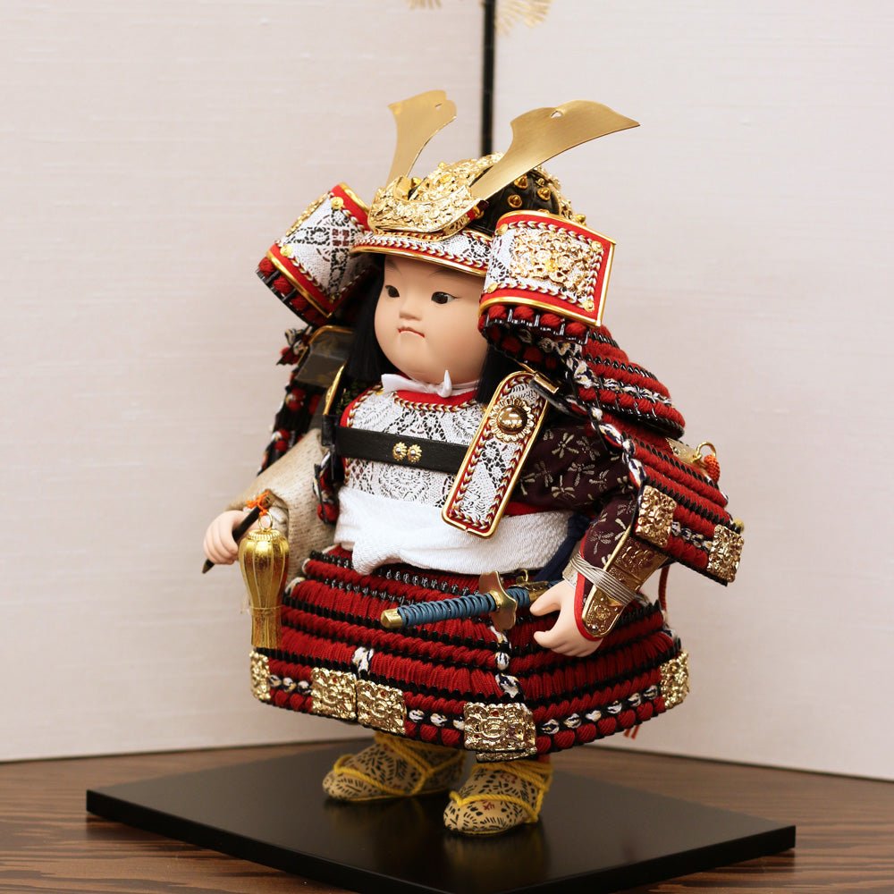 横幅30.5cm｜ケース入り 子供大将飾り 駿｜ 五月人形 ｜価格 ｜ガラス